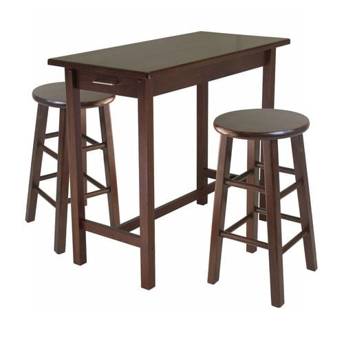 Winsome Ensemble de table de petit-déjeuner 3 pièces Sally avec 2 tabourets à pieds carrés