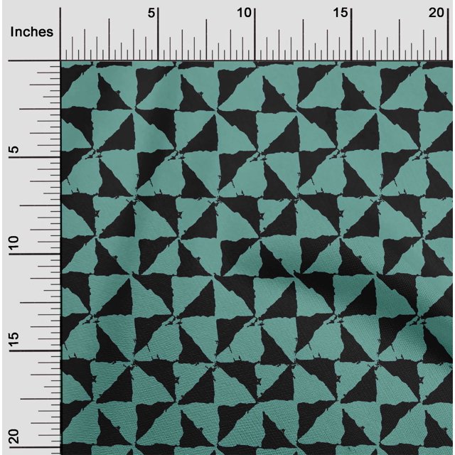 oneOone Tissu Cambric en Coton Tissu à Imprimé Géométrique en Blocs BTY 56 Pouces de Large