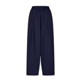 thumbnail image 4 of LSLJS Women's Spring and Solid Color Elastic Waist Cotton Linen Versatile Straight Tube Casual Wide Leg Pants Womens Work Pants, 4 of 6