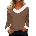 thumbnail image 1 of Timegard Hauts pour Femmes Noël Col en V Confortable Blouse à Manches Longues Automne Hiver Mode Décontractée Couleur Unie, 1 of 4