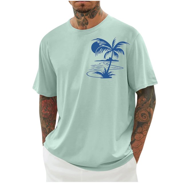 SDNall Shorts pour Hommes Imprimé Col Rond Mode Décontractée Manches Courtes Blouses Chemises Chemises pour Hommes, Tee-Shirts Manches Longues pour Hommes, Chemises Manches Longues pour Hommes