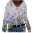 thumbnail image 1 of IROINID Chemises à Manches Longues Col en V pour Femmes Grande Taille Décontractée Ample Imprimée Blouse, Blanc, 1 of 5