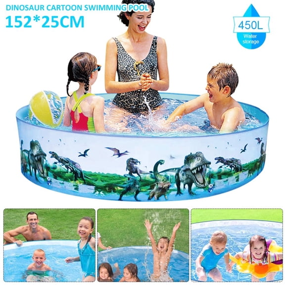 59.8x9.8inch Inflatable Pool with Dinosaur Patterns for Family Outdoor Garden Backyard Summer Water Party