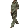 thumbnail image 1 of Timegard Lounge Sets for Women 2 Piece Plus Size Cotton Linen Button up Shirts Loose Pants Lightweight Outfits, 1 of 6