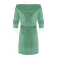 thumbnail image 4 of MAWCLOS Peignoir en Peluche pour Femmes à Capuche Sherpa Robe de Chambre Couleur Unie Manches Longues Vert L, 4 of 4