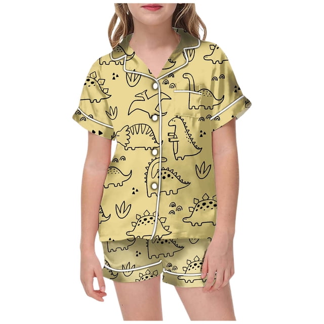 Sunnyoo Girls DIY Hand Painted Homewear Set Short Slevee Coloring Pajamas Sleepwear