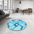 thumbnail image 4 of Ahgly Company Tapis d'Intérieur Lavable à la Machine, Carré, Transitionnel, Bleu Ciel Profond, Tapis de Zone, 3 Pieds Carré, 4 of 7