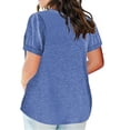 thumbnail image 3 of asjyhkr Plus Size Womens Summer Tops Short Sleeve T Shirts Loose Stretch Soft Comfy Tees Solid Basic Blouses, 3 of 4