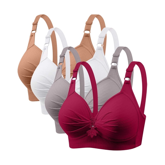 Yuyuzo Wireless Bras for Women 4 Pack Full Coverage Plus Size Liftup Support Push up Everyday Bras