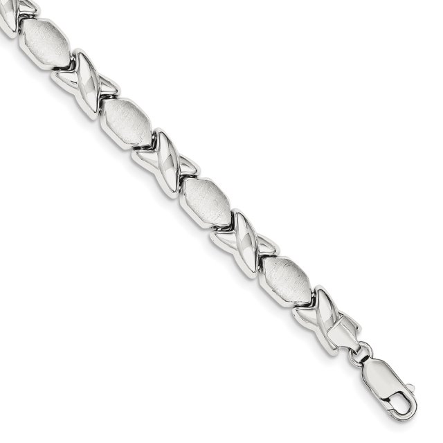 925 Sterling Silver Poli Satinch X and O Bracelet