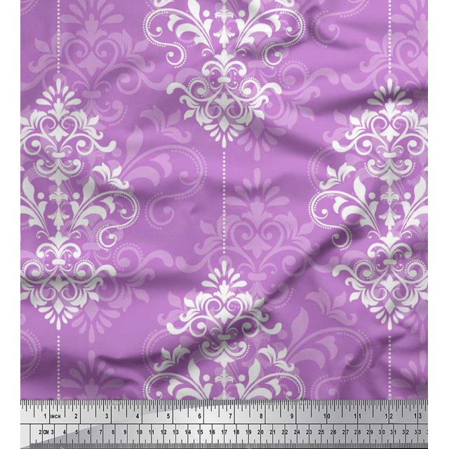Soimoi Tissu Modal Satin Filigrane Damas Imprimé Tissu de Couture Yard 42 Pouces de Large