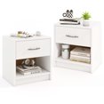 thumbnail image 1 of Gymax Table de Chevet 2 Pcs avec Tiroir Table d'Appoint avec Tiroir Coulissant Étagère de Rangement Ouverte Blanc, 1 of 10