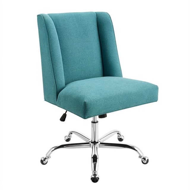 Linon Draper Upholstered Swivel Office Chair in Mermaid Blue