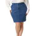 thumbnail image 1 of Agnes Orinda Women's Plus Size Ripped Embroidered A Line Denim Jean Skirts Medium Blue 4X, 1 of 6