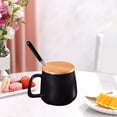 thumbnail image 4 of Ceramic Mug Set with Lids and Spoons, Couple Coffee Cups for Home or Office, Stackable Design, Modern Black and White, Ergonomic Handle, Dishwasher Safe, Gift Ready, 4 of 5
