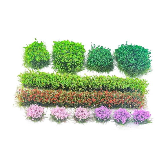 Bunblic DIY Miniature Grass Tufts Artificial Grass Modeling Versatile Flower Cluster for Architecture Building Train Landscape Style C