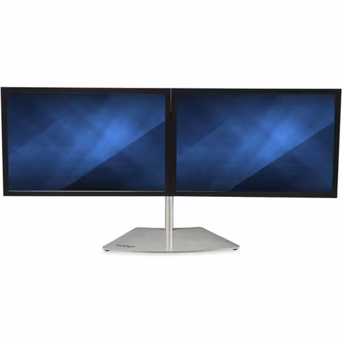 thumbnail image 2 of Startech Dual Monitor Stand, Free Standing Desktop Pole Stand for 2x 24" (17.6lb/8kg) VESA Mount Displays, Height Adjustable, Silver, 2 of 5