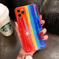 thumbnail image 1 of Compatible with iPhone Case,Bling Glitter Rainbow Pattern Hard PC Back Stripe Girls Woman Frosted Soft TPU Bumper Silicone Case for iPhone XS MAX (Red), 1 of 7