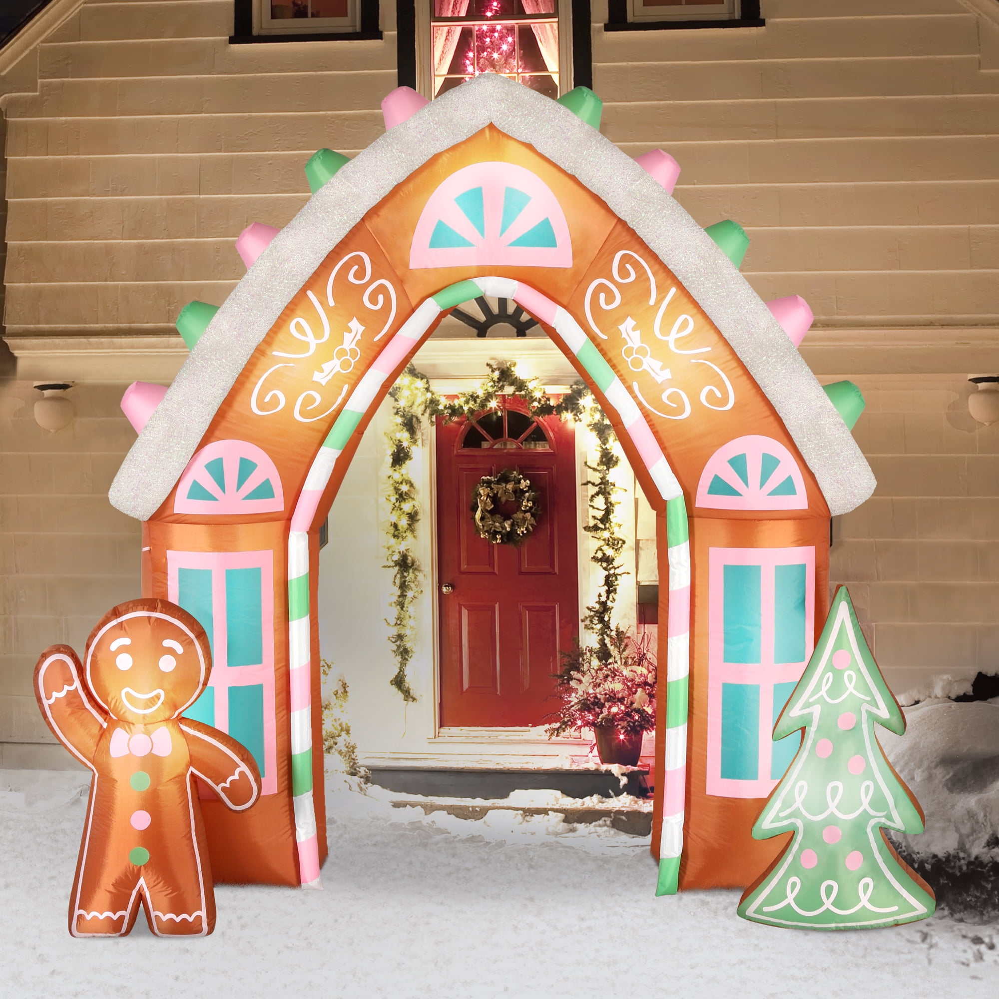 Holiday Time Christmas Decor Lighted Gingerbread Archway 9.5 ft Holiday Decoration