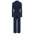 thumbnail image 2 of YiZYiF Combinaisons pour Femmes à Manches Longues Mode Combinaison à Boutons Décontractée Couleur Unie Col Rabattu Salopettes Bleu Marine m, 2 of 7