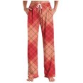 thumbnail image 2 of RKSTN Mens Pajama Pants Plaid Print Color Block Elastic Drawstring Waist Pocketed Comfort Wide Leg Casual Pants Unisex, 2 of 6