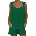 thumbnail image 4 of Yuyuzo Womens Lounge Sets Two Piece Square Neck Tank Tops Wide Leg Shorts with Pockets Matching Outfits, 4 of 7