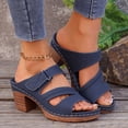 thumbnail image 2 of WRKEKC Sandals for Women One Piece Style Elevated Wedge Slides Cut Out Design Hook and Loop Strap Beach Summer Sandals, 2 of 9
