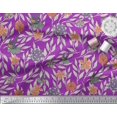 thumbnail image 3 of Soimoi Purple Modal Satin Fabric Flying Bird & Floral Decor Fabric Printed BTY 42 Inch Wide, 3 of 3