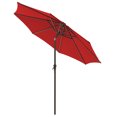 thumbnail image 2 of Parasol de Patio 7,5 Pi, Parasol de Table d'Extérieur pour Terrasse, avec 8 Baleines, Double Inclinaison, Base Non Incluse, Rouge, 2 of 7
