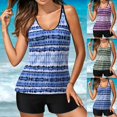 thumbnail image 4 of Maillots de Bain Deux Pièces pour Femmes Tankini Rayé avec Shorty Contrôle du Ventre, 4 of 9