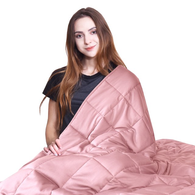 Gymax 10 lbs 41'' x 60'' Cooling Weighted Blanket Luxury Cooler Version Pink