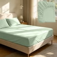 thumbnail image 1 of Disposable Bedding Set Fitted Sheet Pillowcases Flat Sheet Breathable Travel Hotel Linens Hypoallergenic Overnight Essentials, Green, JKODE, 1 of 6