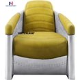 thumbnail image 1 of Furniture Brancaster Fauteuil d'Appoint, Cuir Pleine Fleur Jaune et Aluminium, 1 of 5