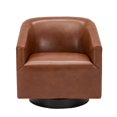 thumbnail image 3 of Gaven Caramel Faux Leather Wood Base 360 Degree Swivel Accent Chair, 3 of 8