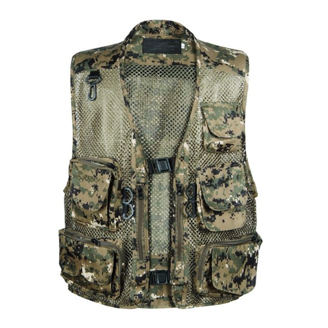 LUXUR Mens avec Plusieurs Poches Cargo Veste de Pêche Escalade Gilets Vert 3XL