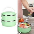 thumbnail image 4 of Oleegame 1PC Produce Storage Thermal Lunch Box Stackable Hot Food Insulated Box 304 Stainless Steel Round Lunchbox Sealed Food Containers Stackable Thermal Lunch Box Thermal Lunchbox Green, 4 of 4