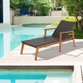 thumbnail image 1 of Gymax Chaise Longue Inclinable Réglable en Rotin pour Patio, Chaise d'Extérieur avec Cadre en Bois d'Acacia, 1 of 9