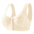 thumbnail image 1 of Kcodviy Women Full Cup Print Front Closure Bra Thin Plus Size Front Compression Sports Bras for Women Button Wireless Sports Lace Large Bra Breast Cover Large Women Bra Set and Plus Size Bras, 1 of 3