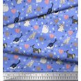 thumbnail image 2 of Soimoi Poly Georgette Fabric Heart,Footprint & Cat Animal Print Fabric by The Yard 42 Inch Wide, 2 of 3