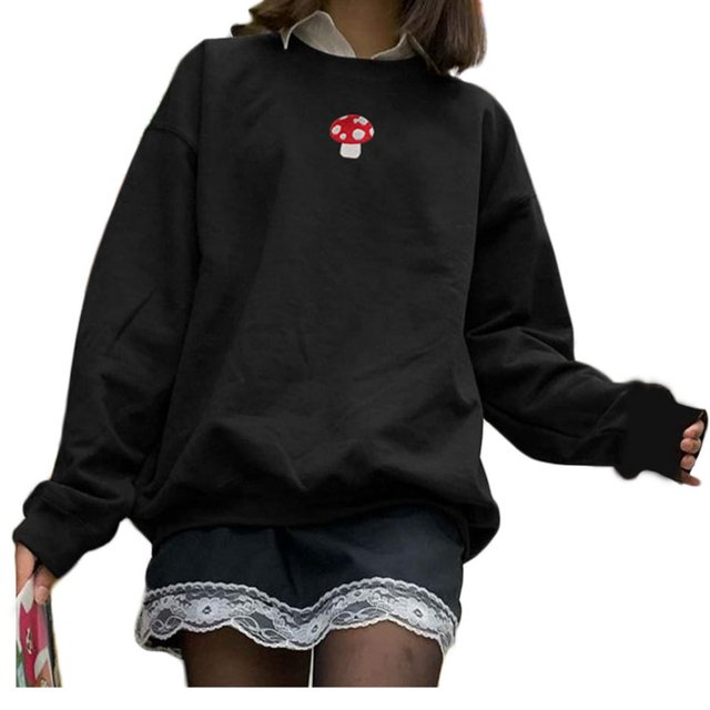 Sweat-shirt à Manches Longues pour Femmes en Forme de Champignon