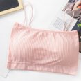 thumbnail image 1 of CHUANK Sports Bras for Women Bandeau Padded Ribbed Bralette Adjustable Strap Workout Square Neck Seamless Crop Top Backless Gray One Size, 1 of 2