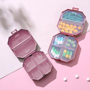 pstuiky Portable Pill Organizer 6-Compartment Travel Storage Box Mini Plastic Medicine Case for Vitamins & Supplements