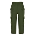 thumbnail image 3 of Erwazi Pantalon Capri Cargo pour Femmes Taille Haute Randonnée Décontracté Voyage Pantalon d'Été avec 6 Poches, 3 of 4