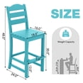 thumbnail image 3 of Costway Outdoor 4pcs HDPE Bar Stool Patio Tall Chair Backrest Footrest All Weather Navy, 3 of 9