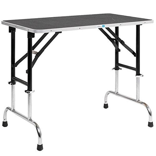 Master Equipment Adjustable Height Folding Portable Grooming Tables for Dogs Mobile Dog Table(Black - 30" x 18")