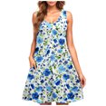 thumbnail image 2 of Ovzne Robes Grande Taille pour Femmes Rondes Robe Femme Décontractée Grande Taille Sans Manches Col Rond Courte Robe Florale Robe de Printemps Liquidation, 2 of 5