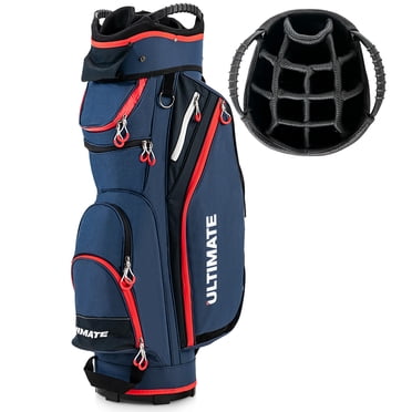 Gymax Sac pour Voiturette de Golf 9,5 Pouces avec 14 Séparateurs, Capuchon Anti-Pluie, Sac Isotherme, 8 Poches