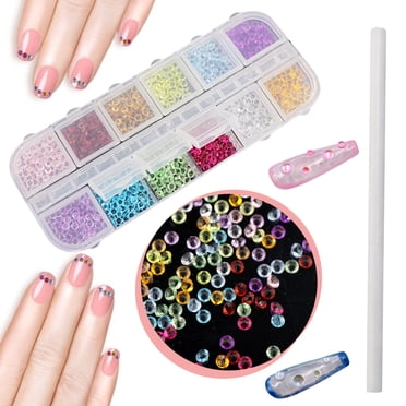 Dvkptbk Art Art des Ongles Accessoires des Ongles 12 Boîtes Pointes Tige Blanches Ensemble de Stylos à Perçage Outils pour Ongles