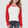 thumbnail image 2 of Splozh Hauts à Manches Longues de Base pour Filles Hauts à Manches Longues pour Filles Confortables Doux à la Mode à Blocs de Couleur Hauts à Manches Longues Décontractés Rouge, 11-12 Ans, 2 of 6