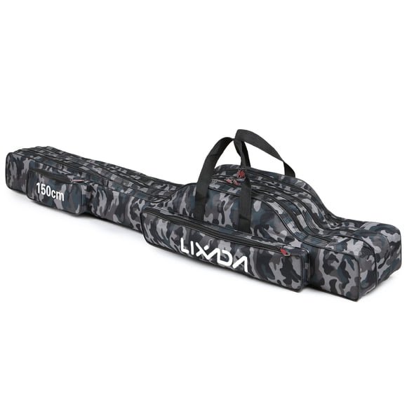Lixada Lixada Sac pour Canne à Pêche à 3 Couches, Étui de Transport Portable Pliable pour Canne, Sac de Rangement pour Moulinet et Accessoires de Pêche, Étui Camouflage 150 cm